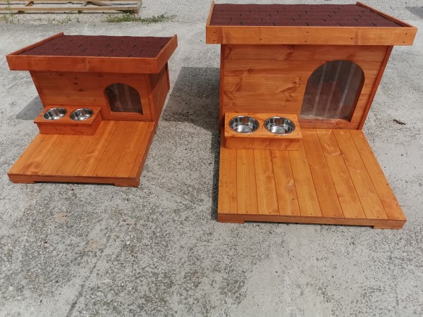 Drevený držiak s miskami